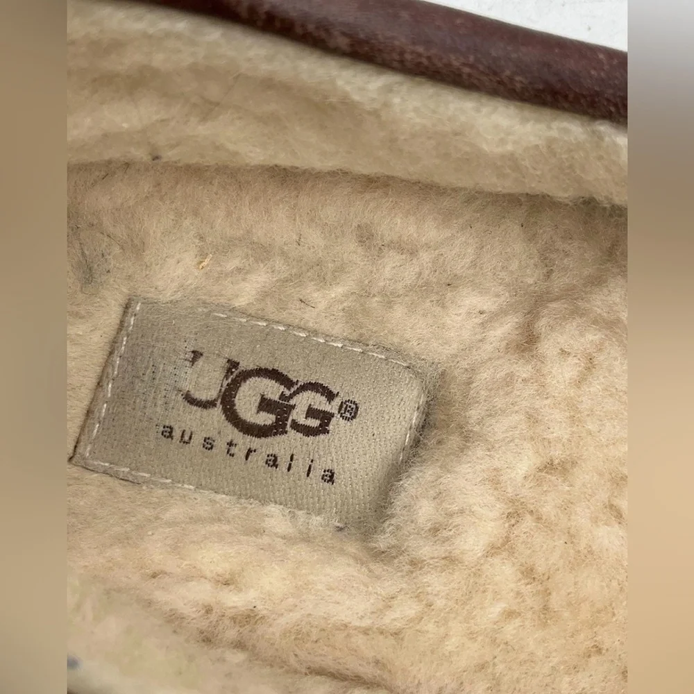 🐻 UGG Ascot Leather Slippers Men’s Size 10 – Chestnut Brown